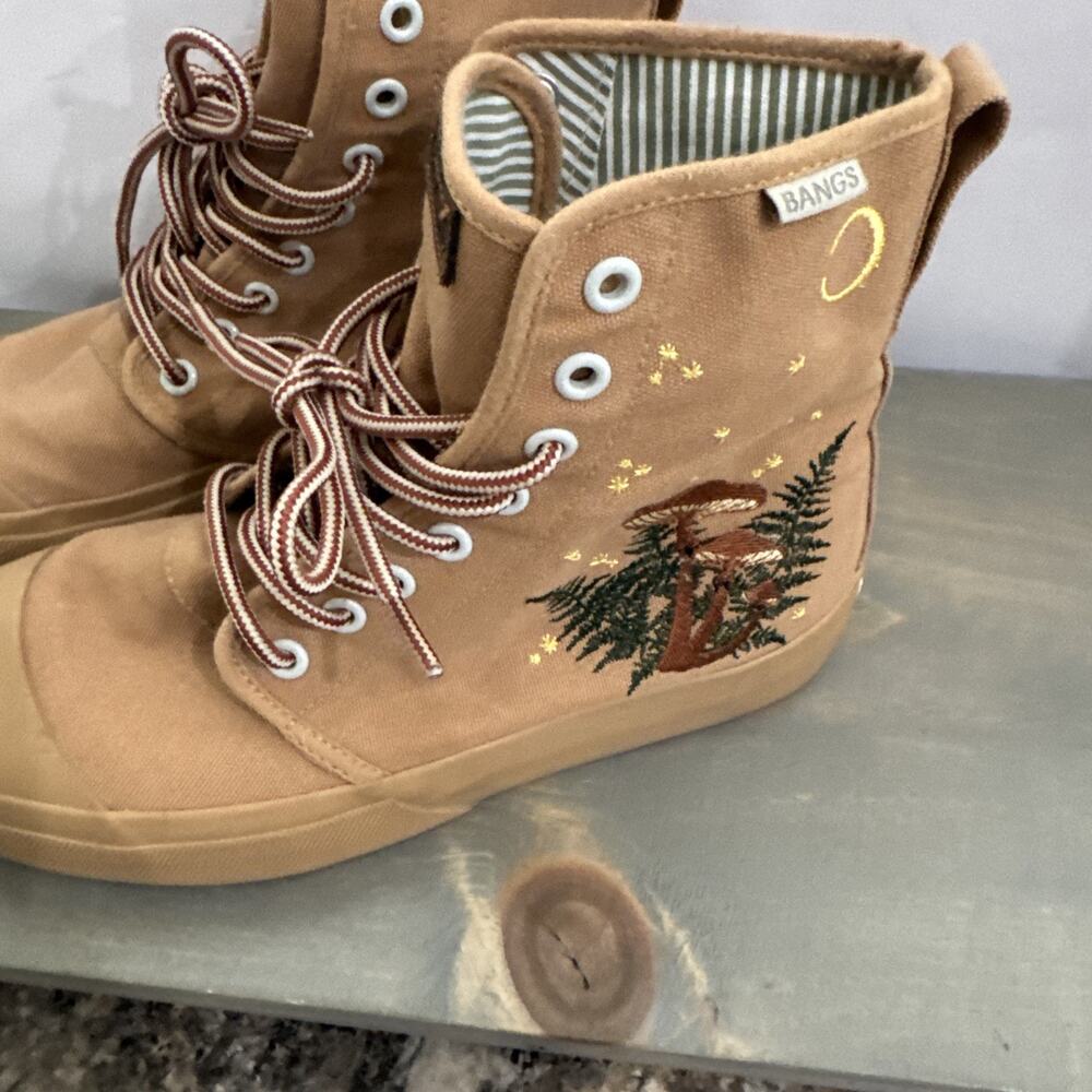 Women's Tan High-Top Canvas Sneaker Boots - Picture 7 of 16